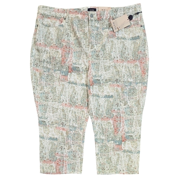 NYDJ NWT Paisley Impression Marilyn Straight Cropped Jeans Boho Vacation - Picture 1 of 11